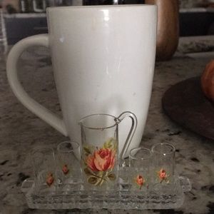Miniature glasses and pitcher, tray